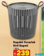 KAPAKLI YUVARLAK KİRLİ SEPETİ 33 L